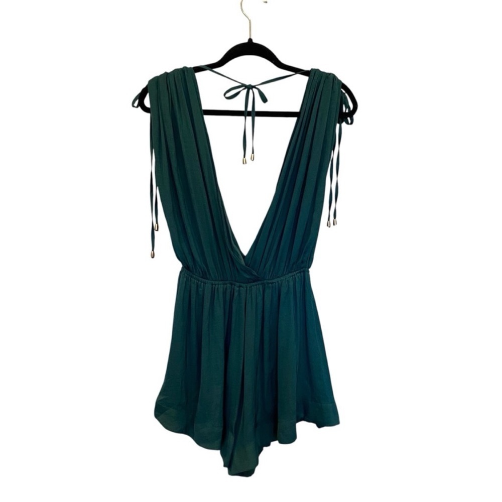 Free People Bea Sleeveless Romper Dark Green L Boho - Picture 5 of 10